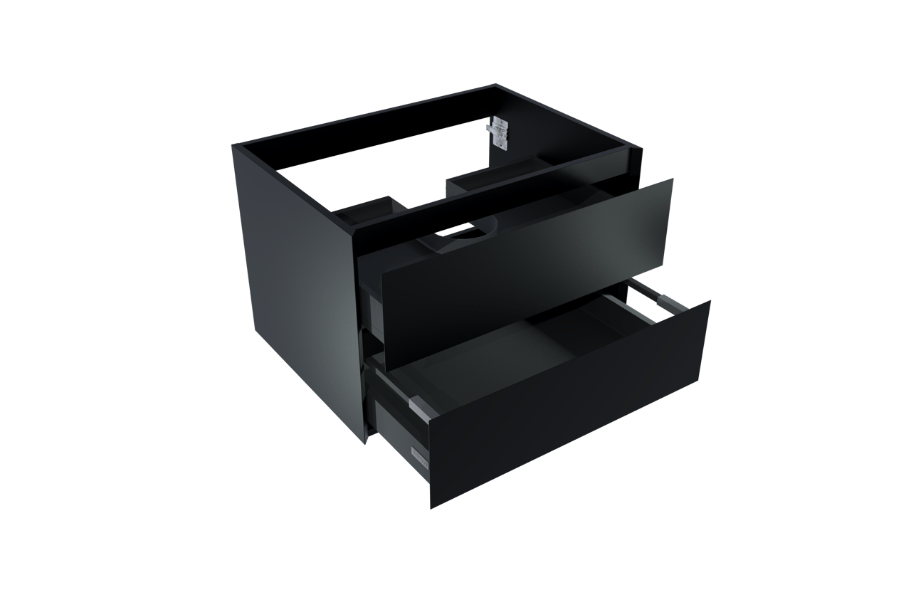 Balmani Mitra meuble sous-vasque suspendu 75 x 55 cm Noir Mat 2 tiroirs