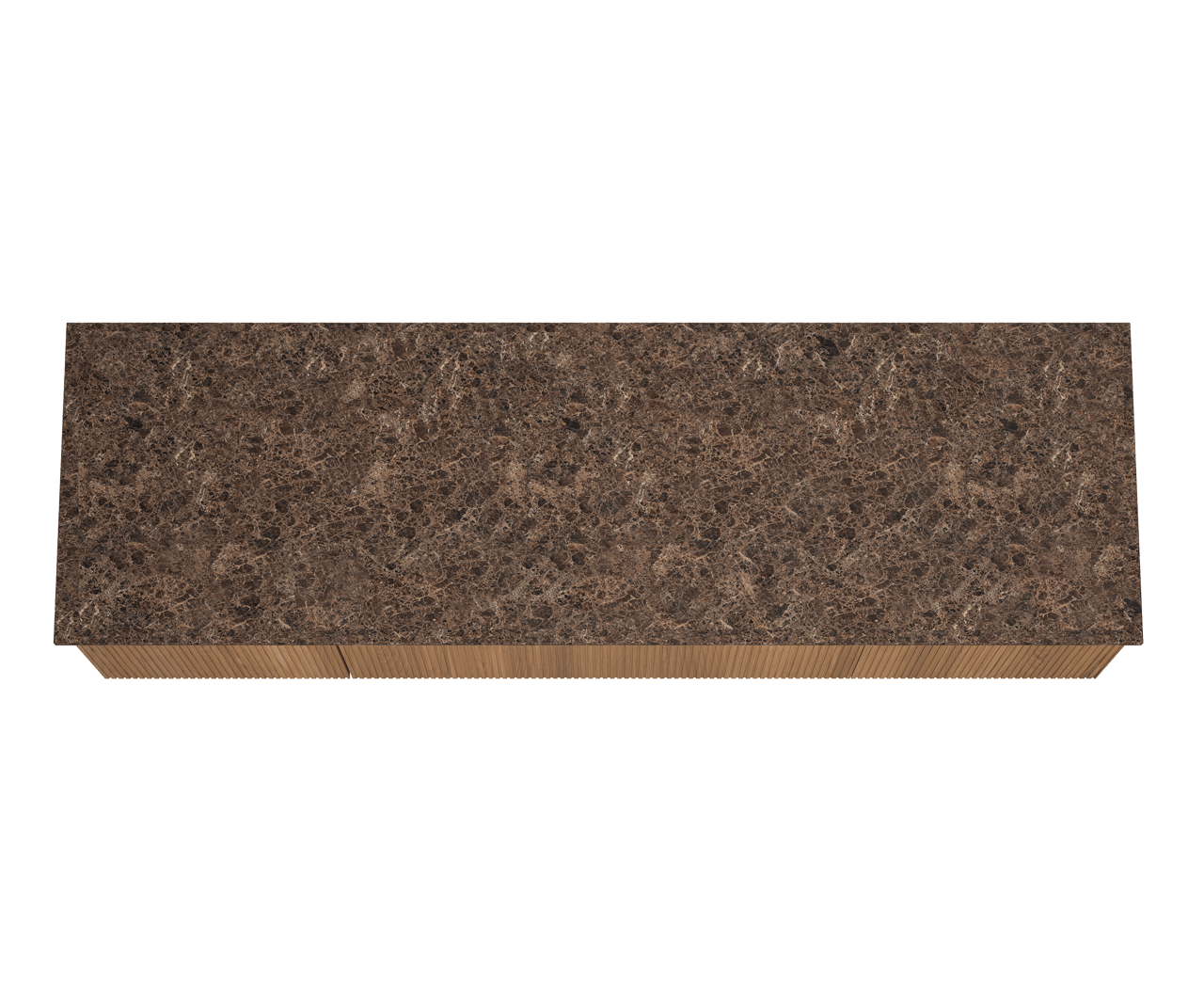 Balmani Forma zwevend badmeubel 180 x 55 cm teakhout met Stretto enkel of dubbel wastafelblad in marmer dark emperador, Verticale symmetrische rechte ribbel