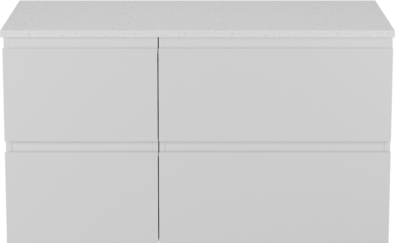 Linie Lado meuble salle de bains suspendu 100 x 46 cm blanc mat avec Lado tablette simple ou double en mélaminé terrazzo blanc