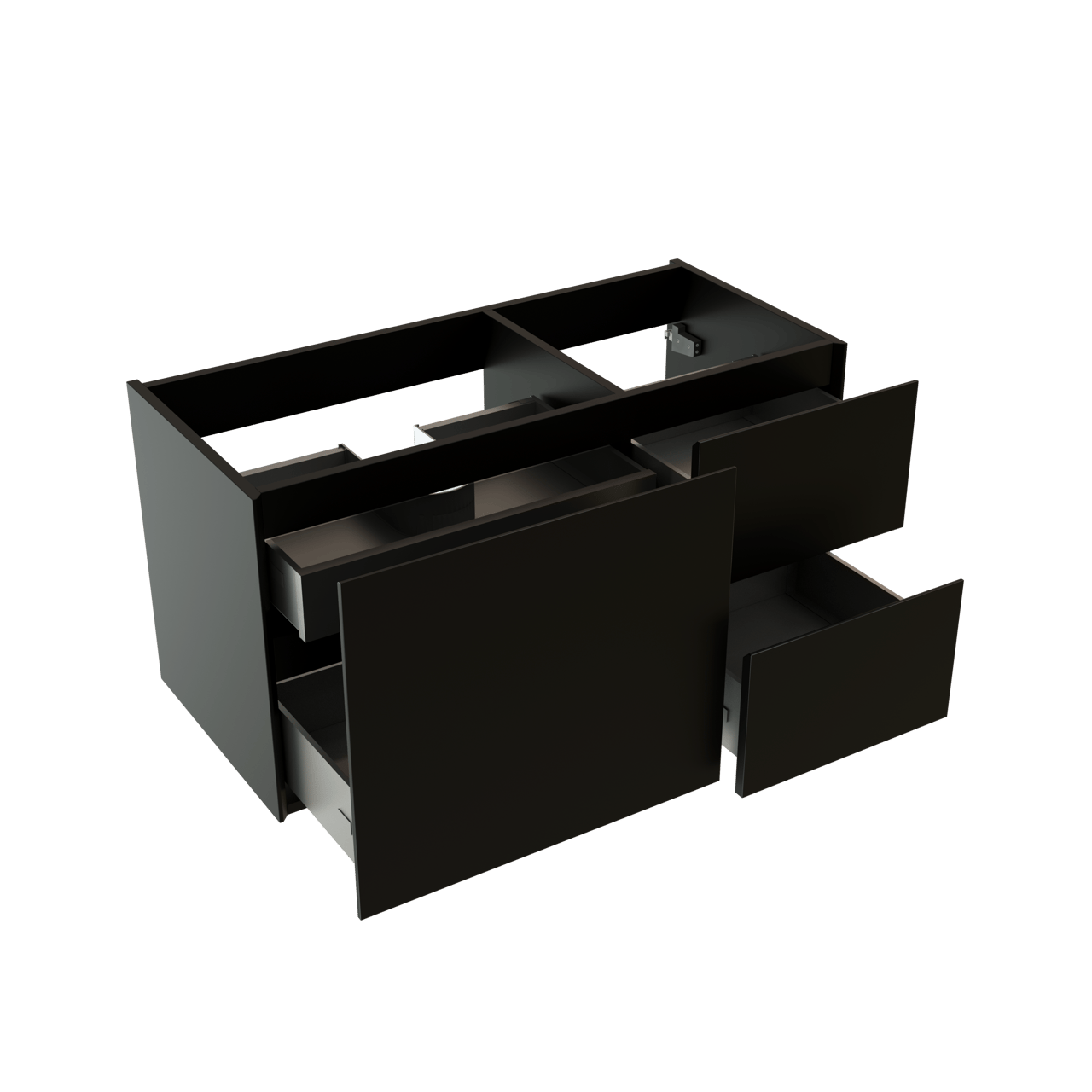 Storke Edge meuble sous-vasque suspendu 100 x 46 cm asymétrique à gauche Noir Mat 3 tiroirs