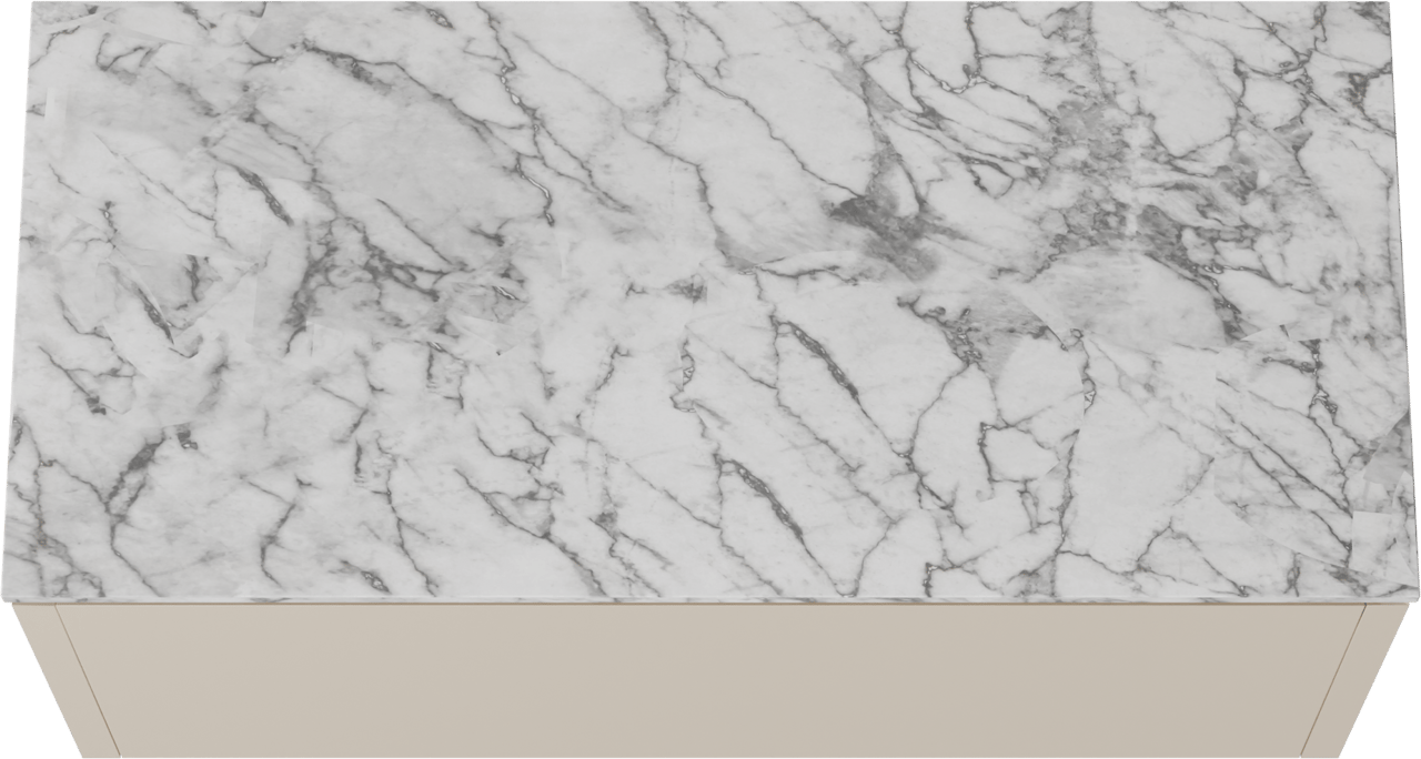 Balmani Eclips zwevend badmeubel 120 x 55 cm Sandbeige met Stretto enkel of dubbel wastafelblad in Carrara marmer