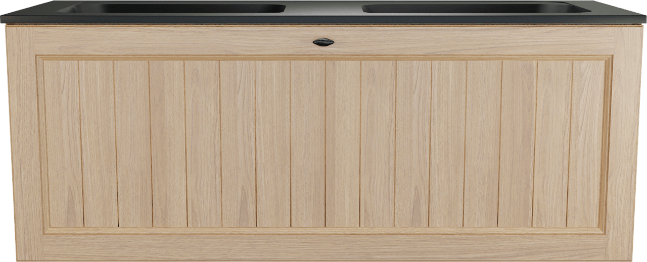 Balmani Lemon meuble salle de bains suspendu 135 x 55 cm, placage chêne naturel avec Tablo Strada double vasque en noir mat