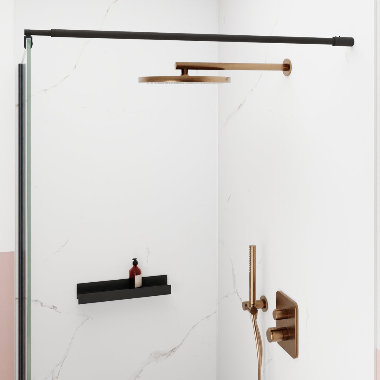 Blaufoss Nola 300 Tête de douche rond 30 cm avec support mural Brushed Rosegold