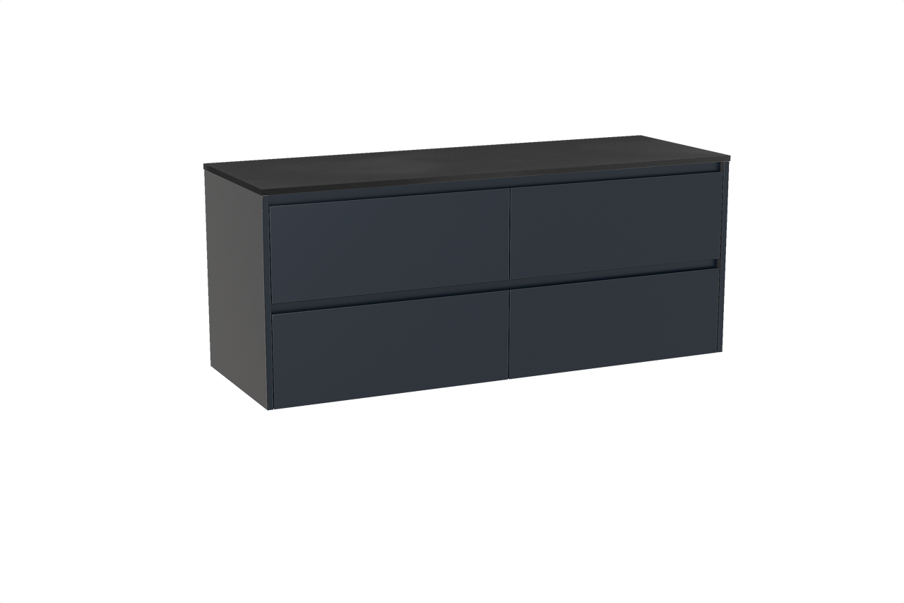 Storke Seda meuble salle de bains suspendu 150 x 52 cm bleu nuit avec Panton tablette simple ou double en mdf enduit de poudre noir mat