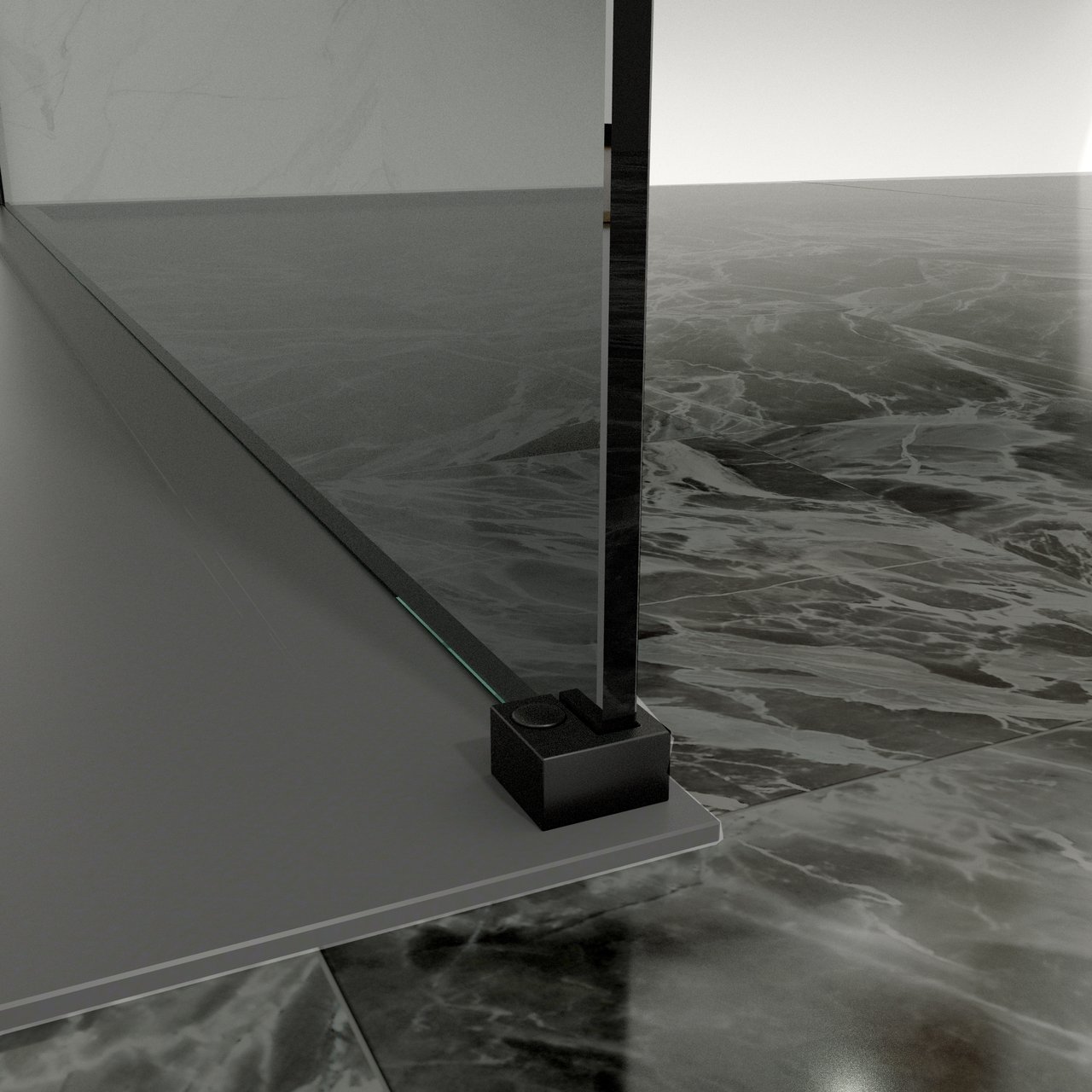 Balmani Modular inloopdouche 120 x 200 cm rookglas mat zwart profiel