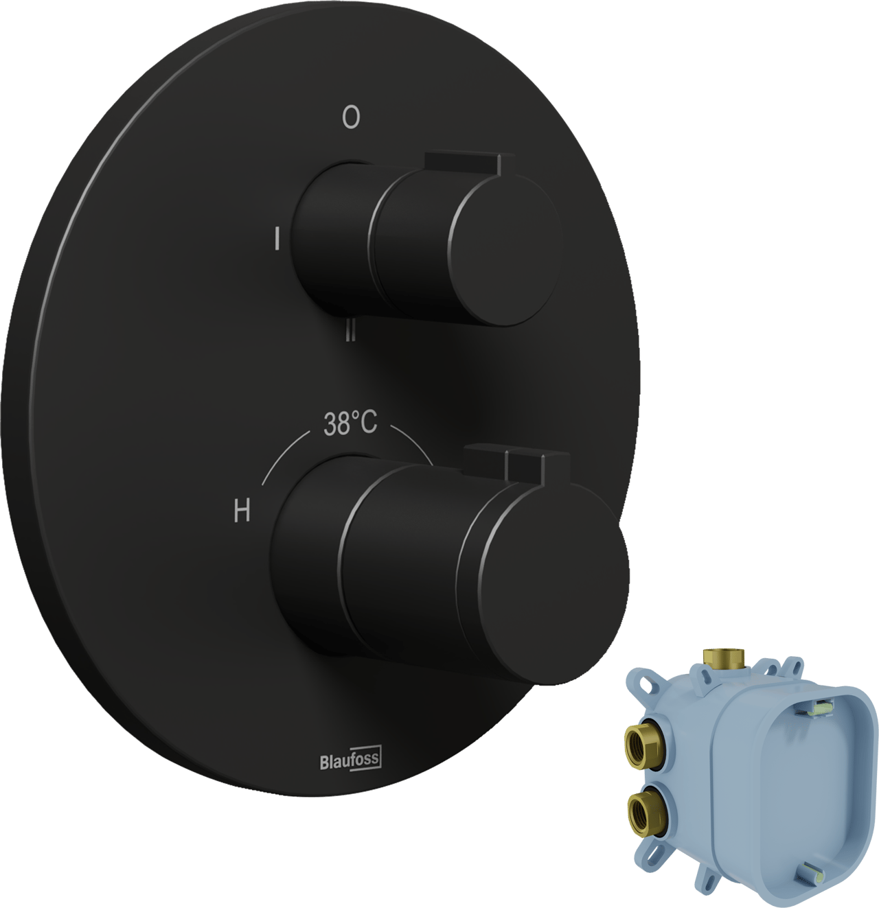 Blaufoss Smartbox Round thermostat de douche encastré 2 fonctions noir mat incl élément intégré