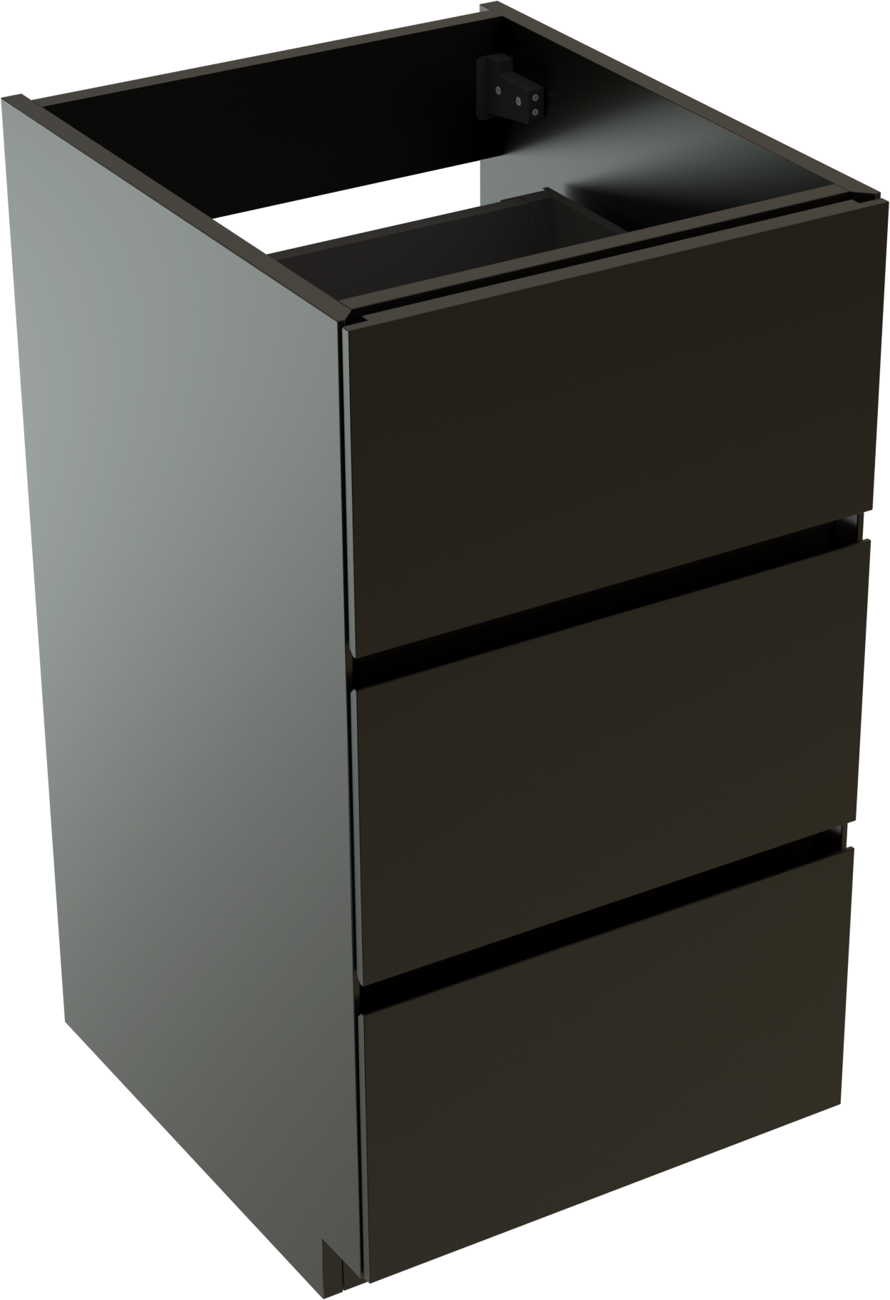 Storke Edge stehender Waschbeckenunterschrank: 45 x 52 cm, Schwarz Matt, 3 Schubladen