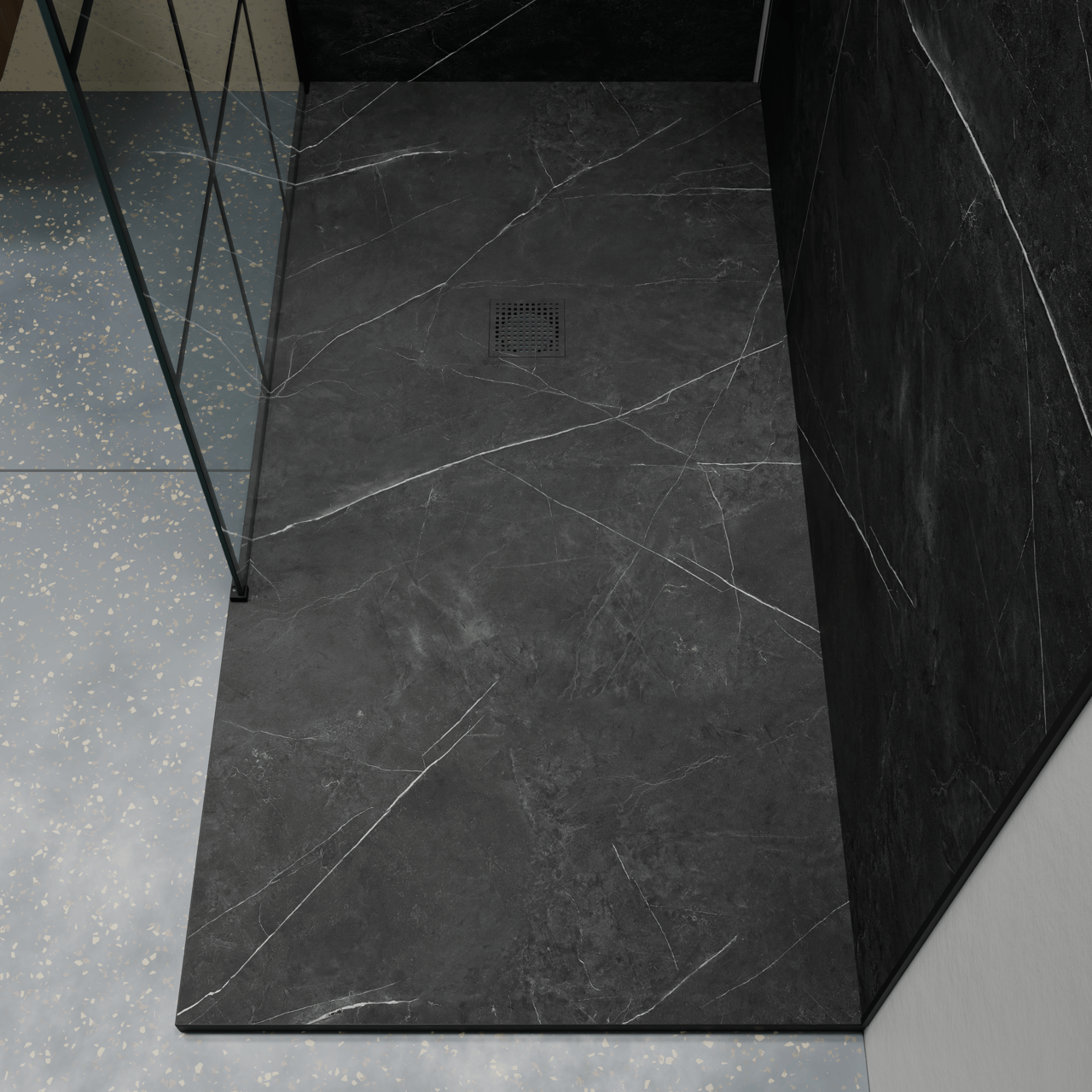 Luca Varess Suite receveur de douche 180 x 90 cm marbre composite Marble Dark