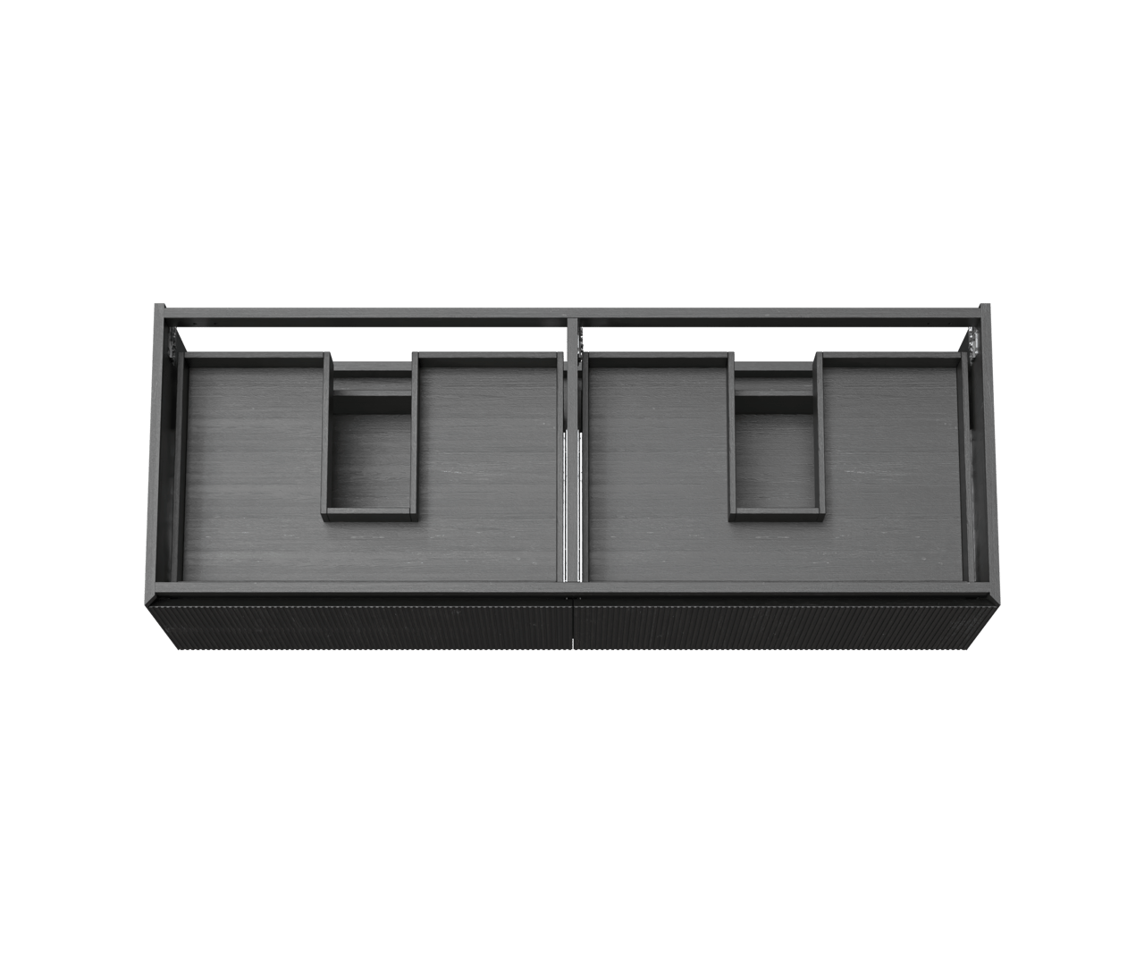 Balmani Fila hängender Waschbeckenunterschrank: 150 x 55 cm, Eiche Schwarz, Furnierholz, 4 Schubladen