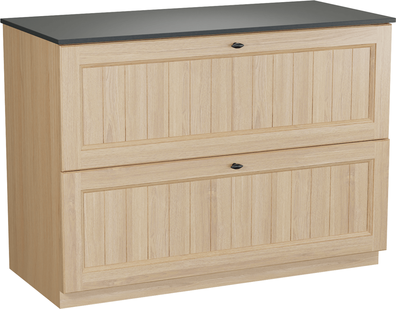 Balmani Lemon staand badkamermeubel 120 x 55 cm, fineer natuur eik met Stretto enkel tablet in graniet zwart