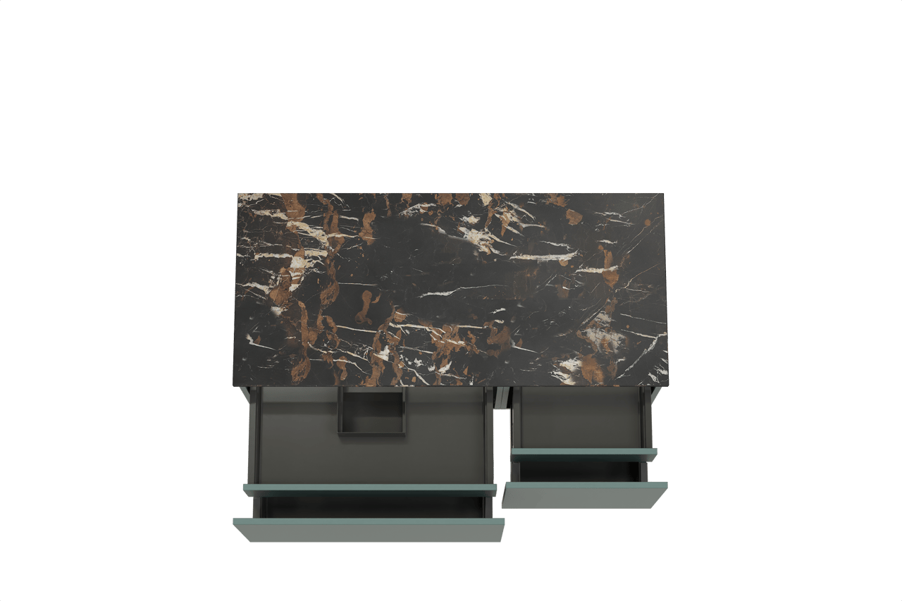 Balmani Sfera meuble salle de bains suspendu 120 x 55 cm forest avec Stretto tablette simple en marbre portoro gold