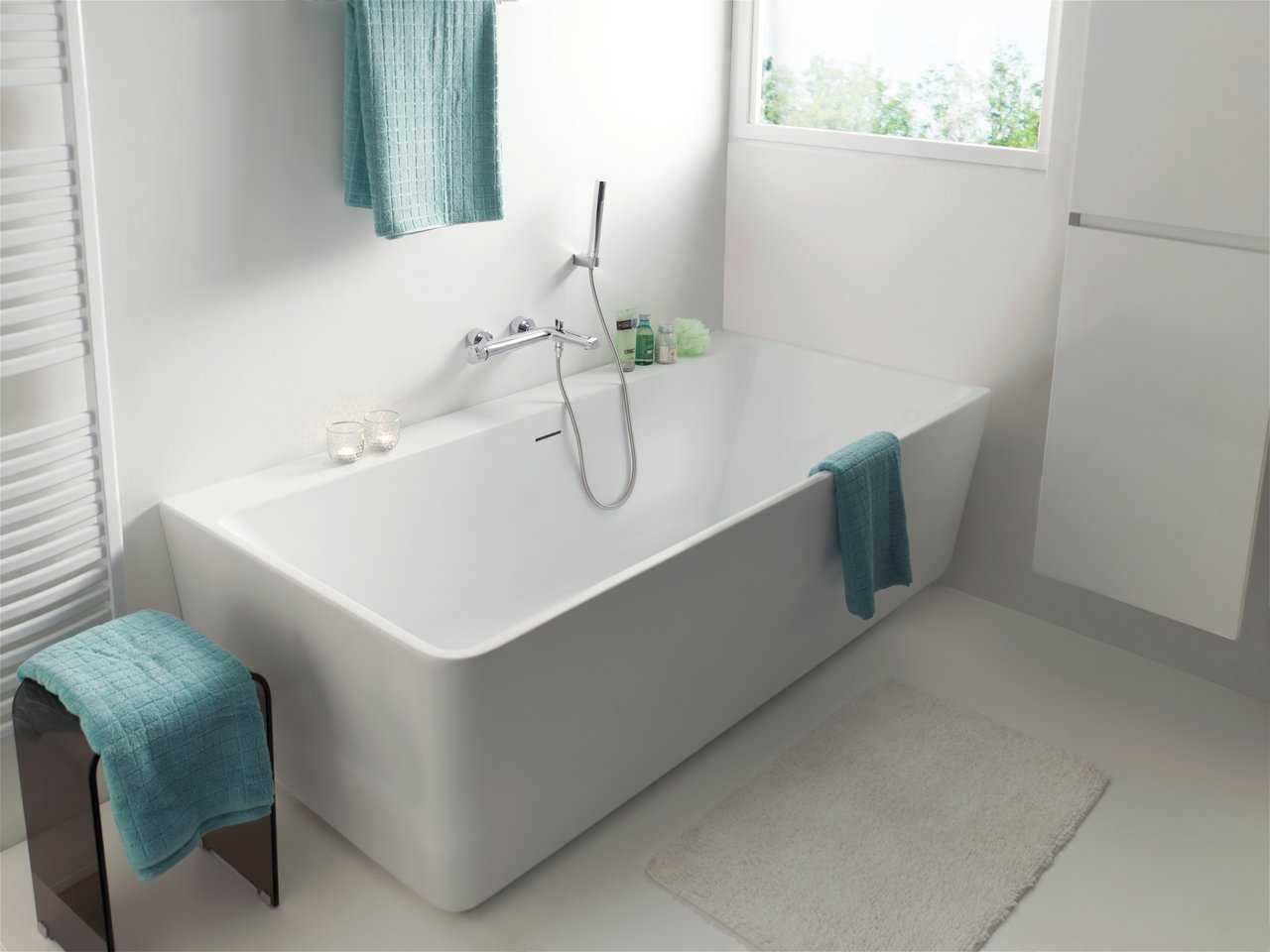 Luca Varess Coda baignoire d'angle droite duo 190 x 90 cm acrylique blanc mat