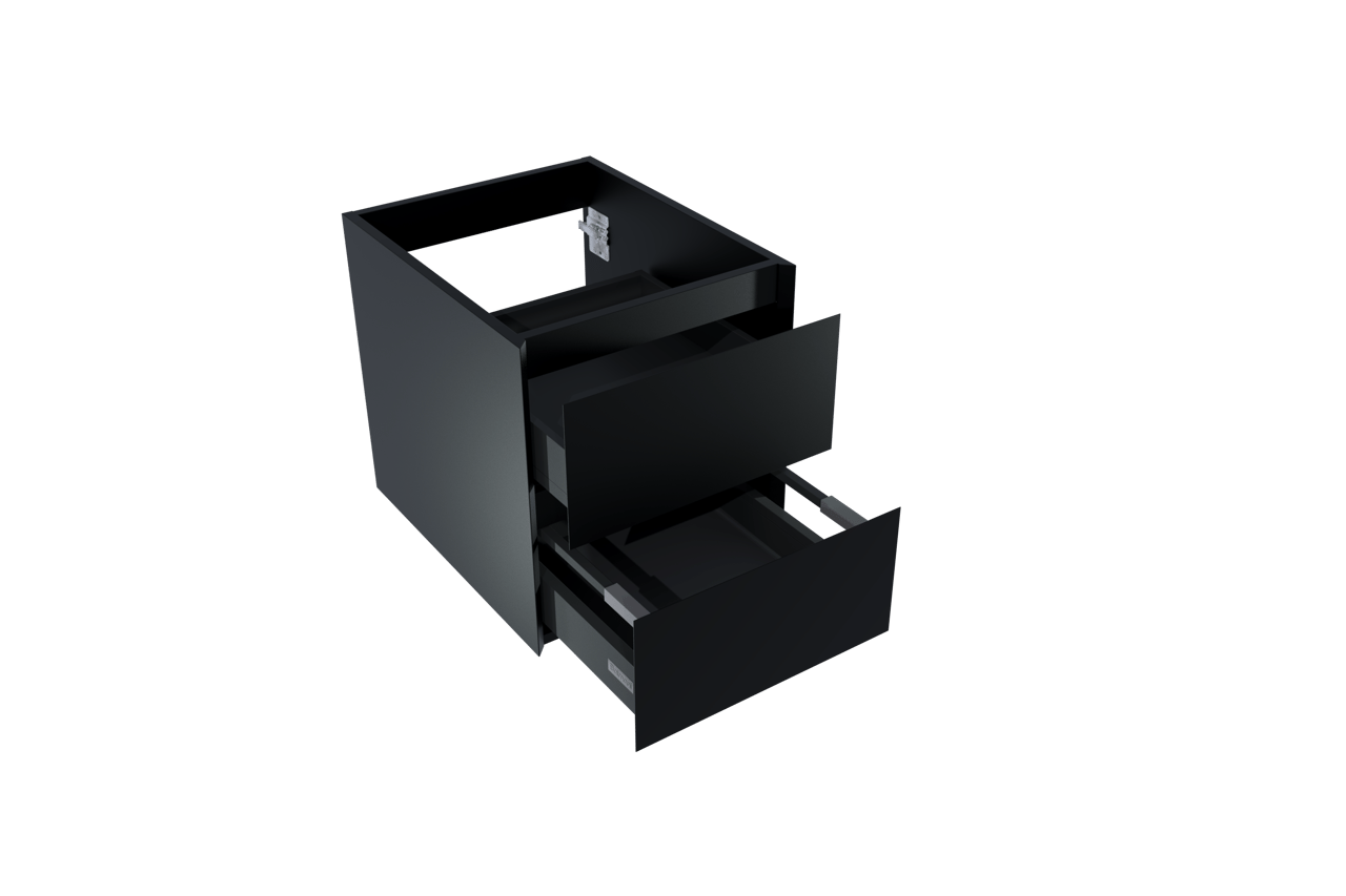 Balmani Mitra meuble sous-vasque suspendu 45 x 55 cm Noir Mat 2 tiroirs