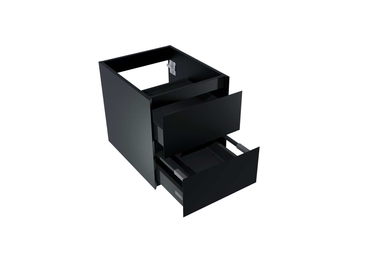 Balmani Mitra meuble sous-lavabo suspendu 45 x 55 cm Noir Mat 2 tiroirs