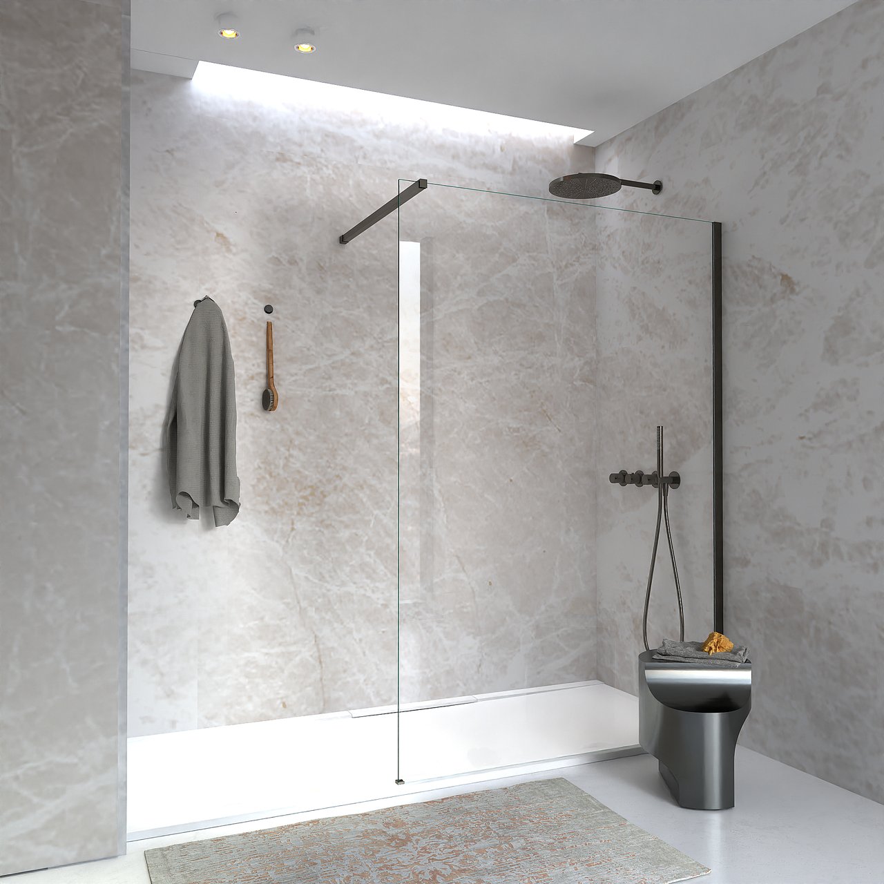 Blaufoss Nola 300 Duschkopf Rund, 30 cm, Wandmontage, Brushed GunMetal