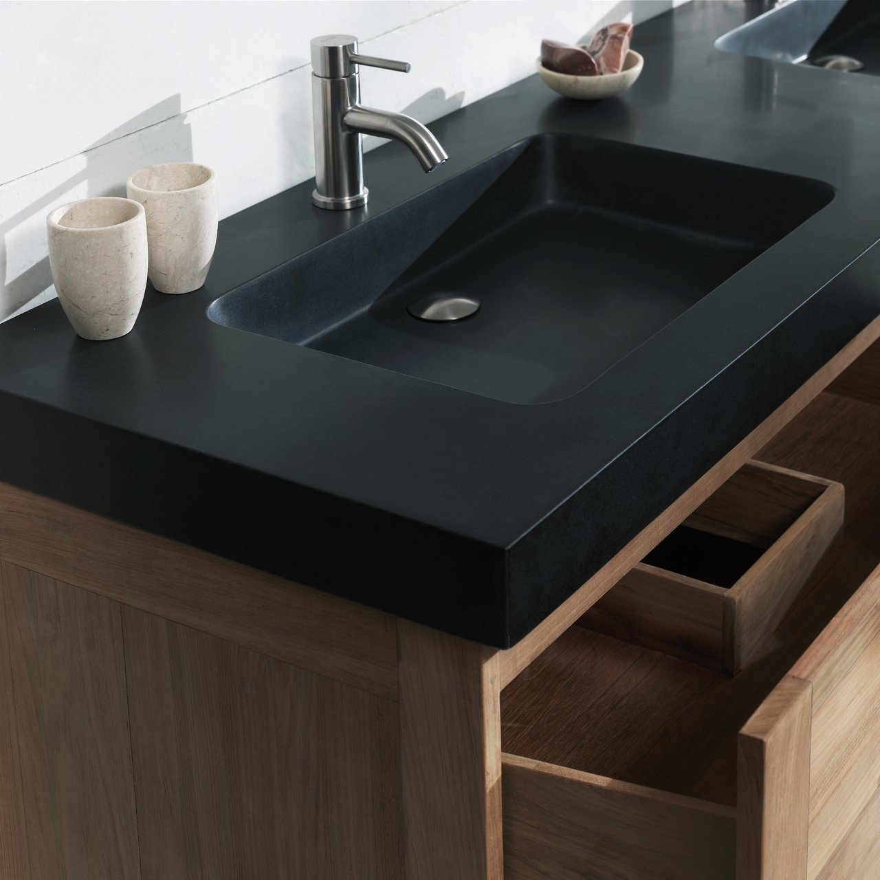 Balmani Napoli double vasque granite aiguisé 180 x 55 cm