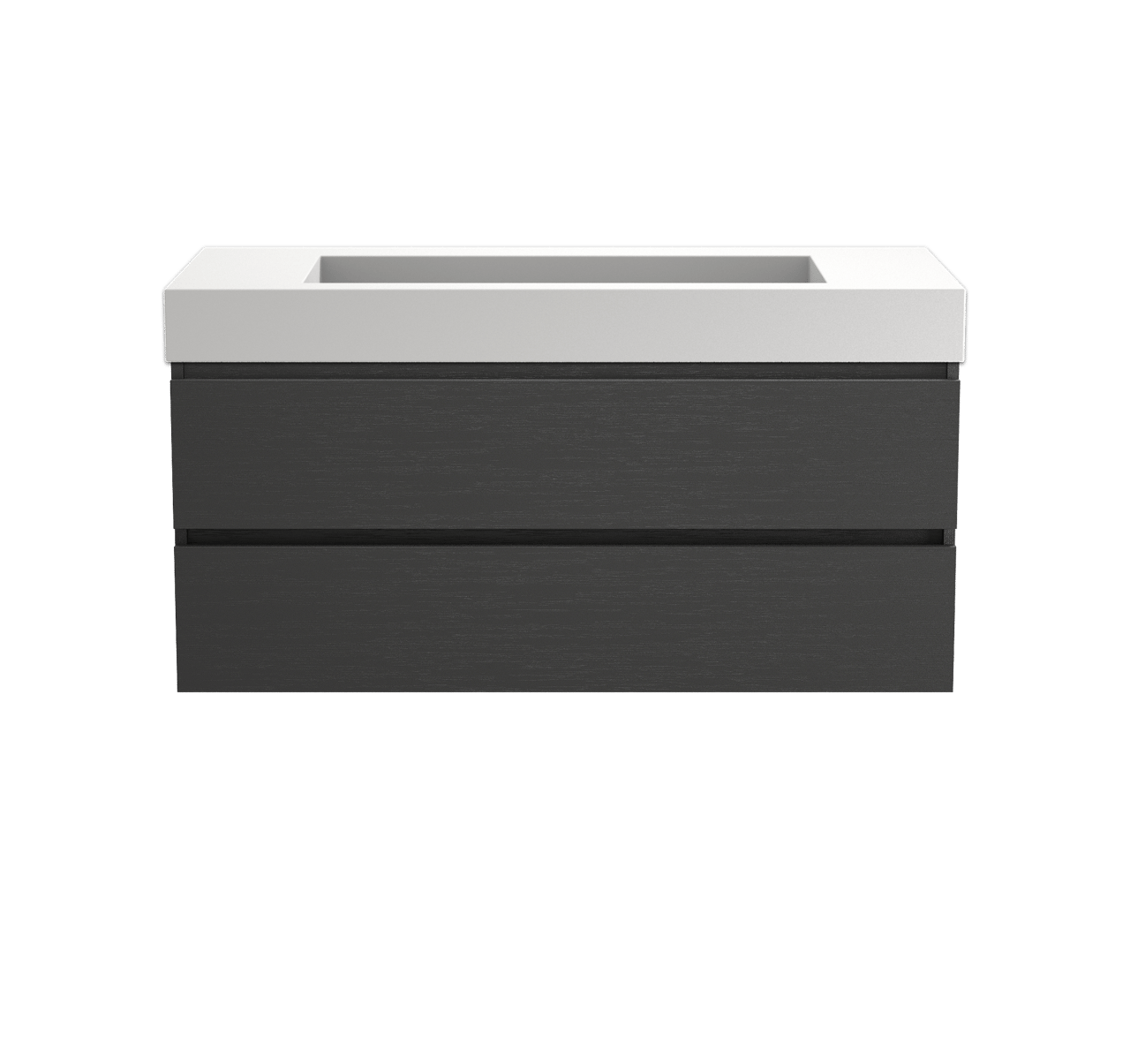 Balmani Lucida meuble salle de bains suspendu 120 x 55 cm chêne noir avec Modus plan simple pour 2 trous de robinet en solid surface blanc mat