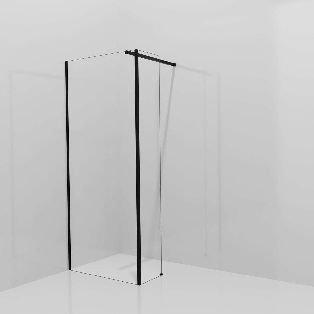 Balmani Modular Walk-In Dusche mit fester Seitenwand: 90 x 200 cm, Klarglas, Profil Schwarz matt