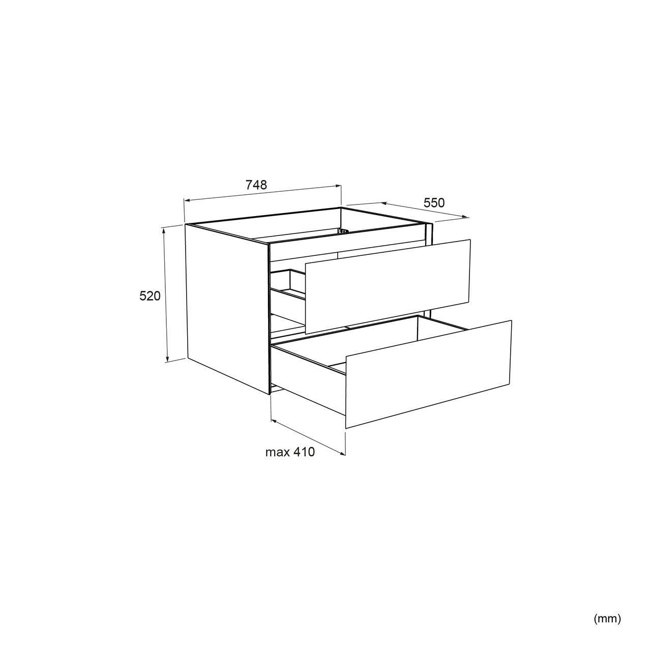 Balmani Mitra meuble sous-lavabo suspendu 75 x 55 cm placage noyer 2 tiroirs