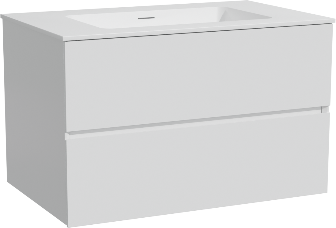 Storke Edge zwevend badmeubel 85 x 52 cm mat wit met Mata enkele wastafel in solid surface mat wit