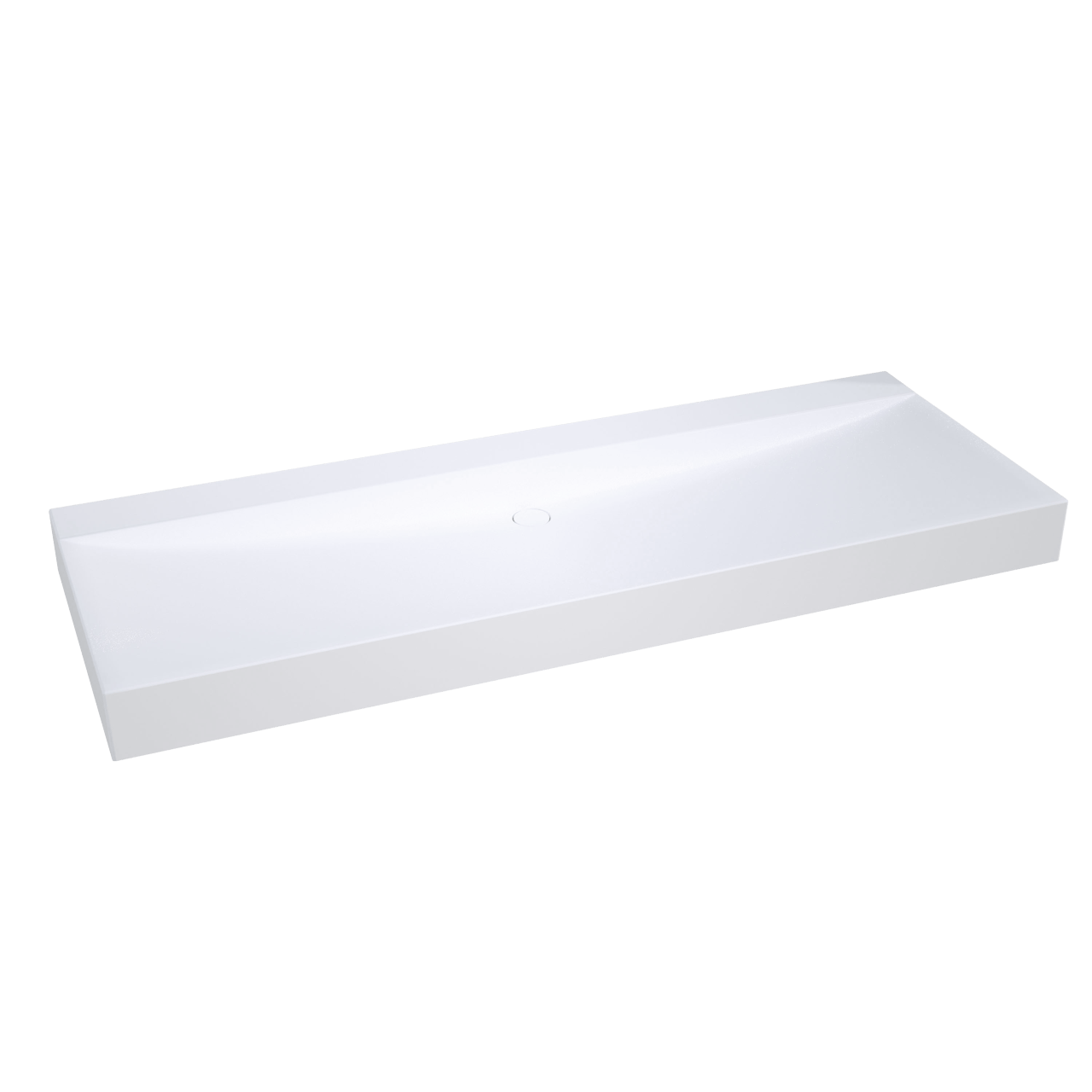 Balmani Wave Einzelwaschtisch für 2 Armaturenlöcher, Solid Surface matt, 150 x 55 cm