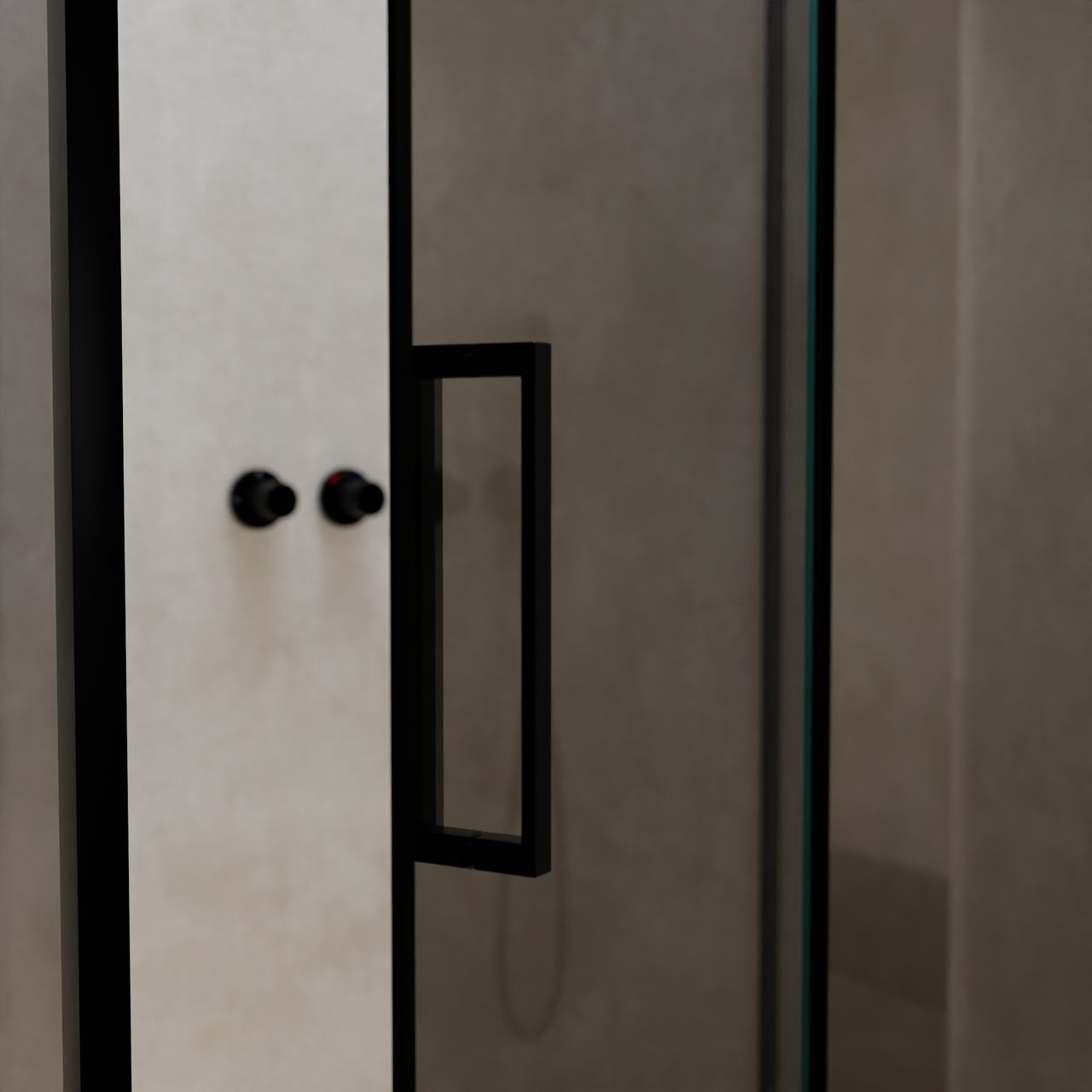 Balmani Senses Design Eckdusche: Drehtür (Rechts) mit fixierte Seitenwand, 120 x 80 cm, Reflex-Spiegelglas, Profil Schwarz, inklusive Coating