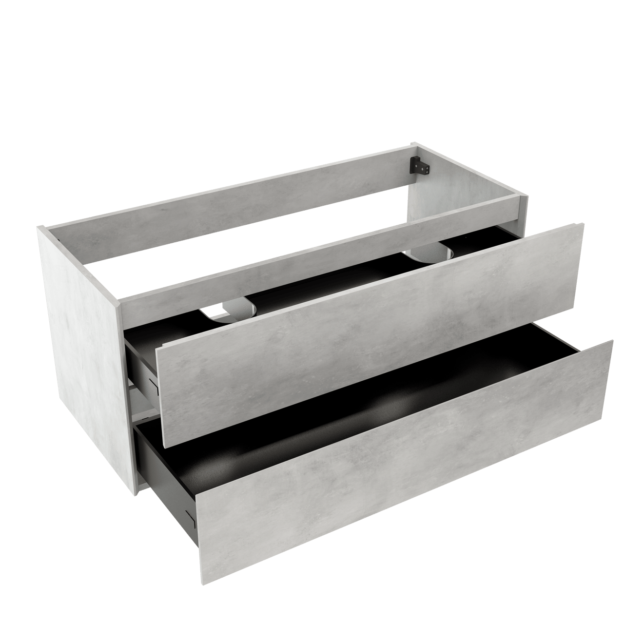 Storke Edge zwevende wastafelonderkast 120 x 52 cm beton zilvergrijs 2 lades 2 sifonuitsparingen