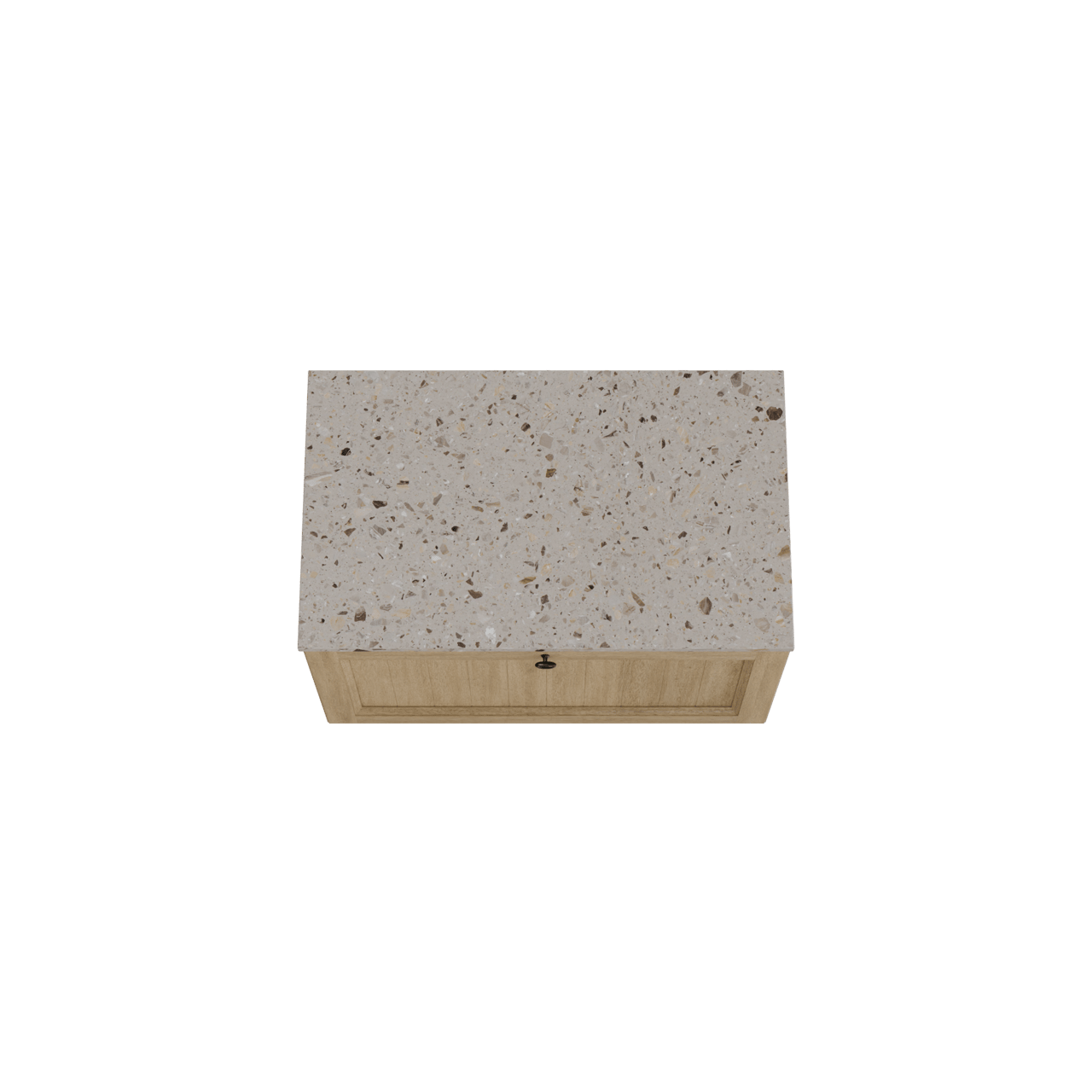 Balmani Lemon hängendes Möbelstück Set: 90 x 55 cm, Verwitterte Eiche, mit Stretto Einzel Waschtischplatte, Terrazzo in Greige