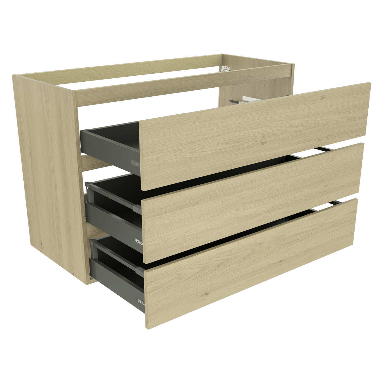 Balmani Lucida staande wastafelonderkast 120 x 55 cm verweerd eiken 3 lades