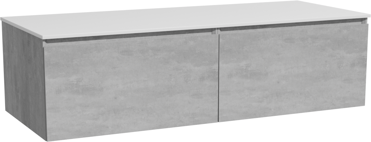 Storke Edge zwevend badmeubel 130 x 52 cm beton donkergrijs met Tavola enkel of dubbel wastafelblad in solid surface mat wit