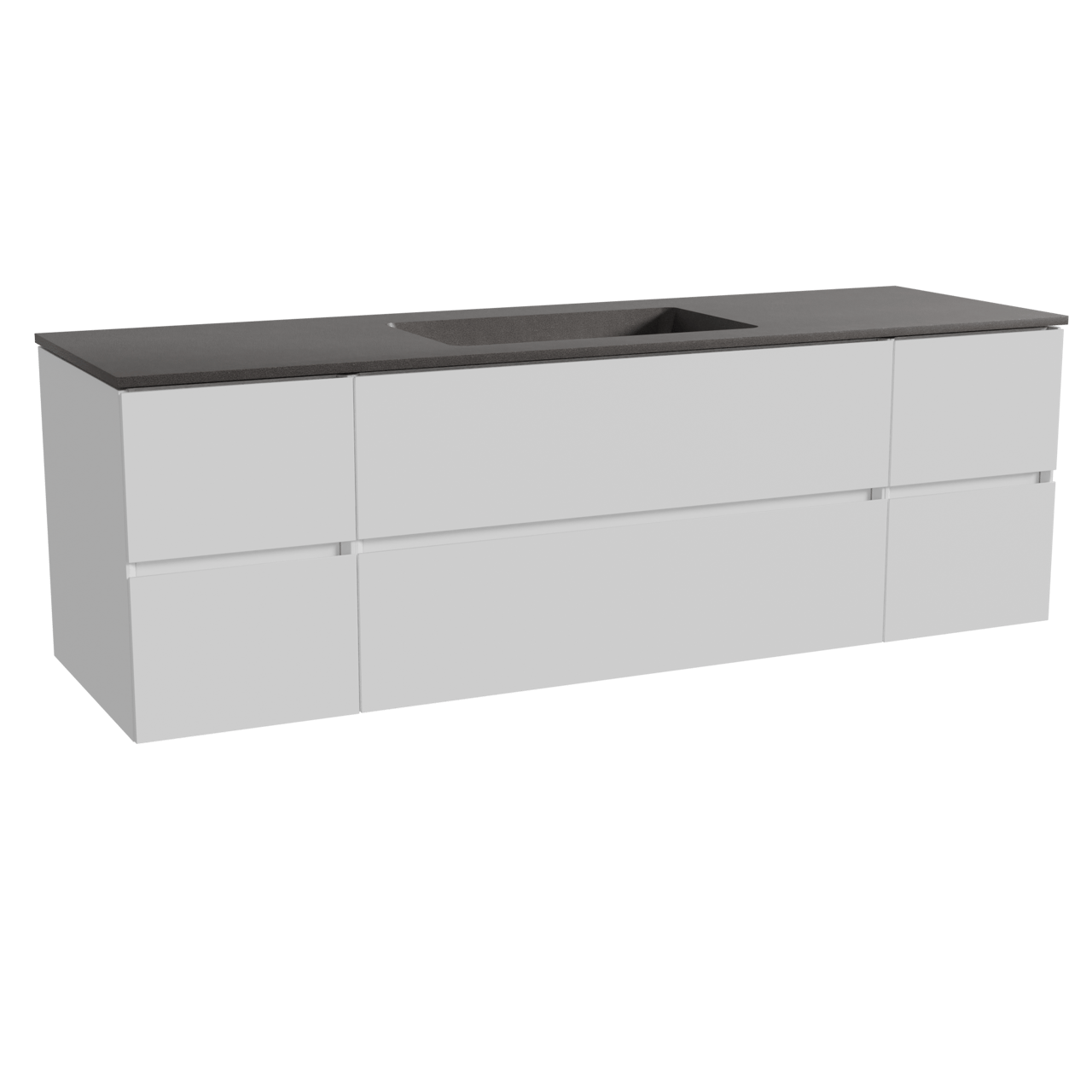 Storke Edge meuble salle de bains suspendu 165 x 52 cm blanc mat avec Scuro plan simple en quartz noir mat