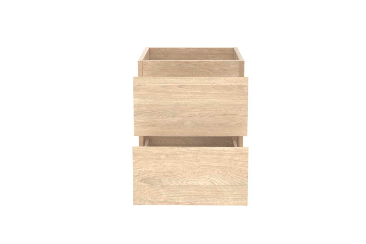 Balmani Mitra hängender Waschbeckenunterschrank: 45 x 55 cm, Eiche Natur, Furnierholz, 2 Schubladen