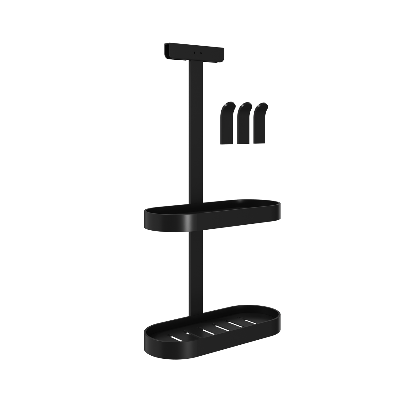 Linie Lucy Doppel-Shampoohalter für Duschwand mit Handtuchhaken, Schwarz matt