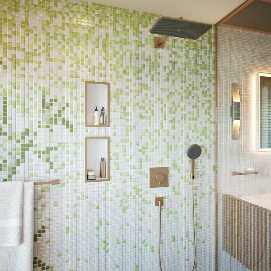 Hansgrohe Ecostat Comfort E Thermostat-Duscharmatur: Unterputz, für 2 Verbraucher, Brushed Bronze