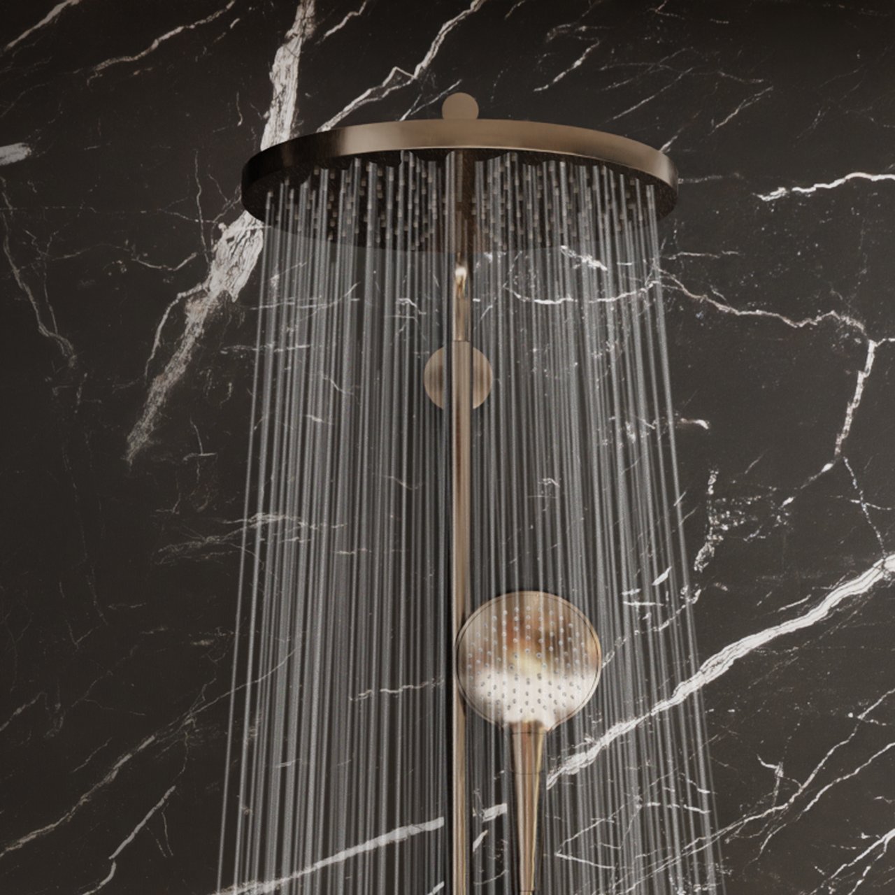 Blaufoss Nola 300 Regendusche Duschsystem mit Thermostatbatterie: Wandmontage, Brushed CoolMetal