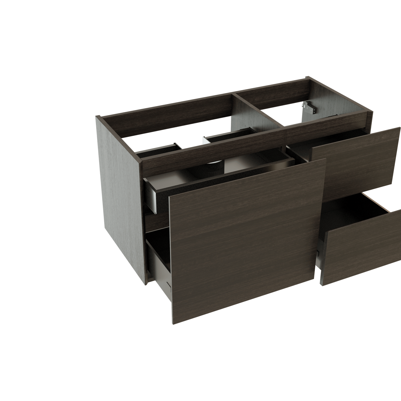 Storke Edge zwevende wastafelonderkast 100 x 46 cm asymmetrisch links donkere eiken 3 lades