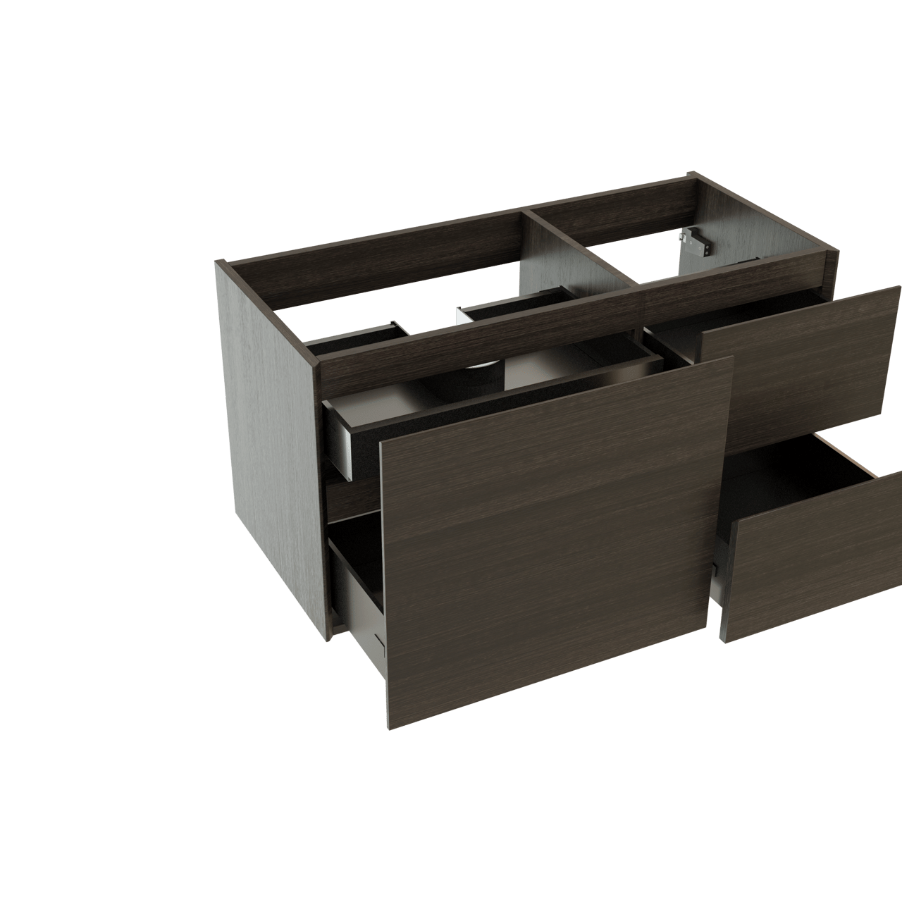 Storke Edge zwevende wastafelonderkast 100 x 46 cm asymmetrisch links donkere eik 3 lades