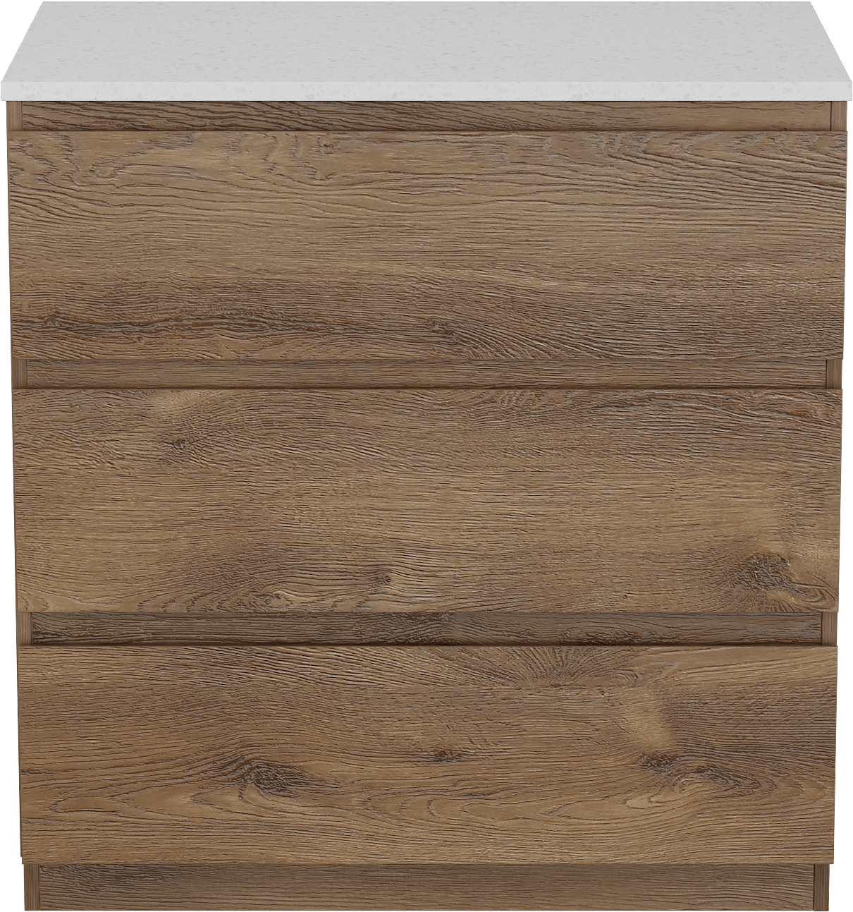 Linie Lado staand badmeubel 80 x 46 cm bruin eiken met Lado enkel wastafelblad in melamine terrazzo wit