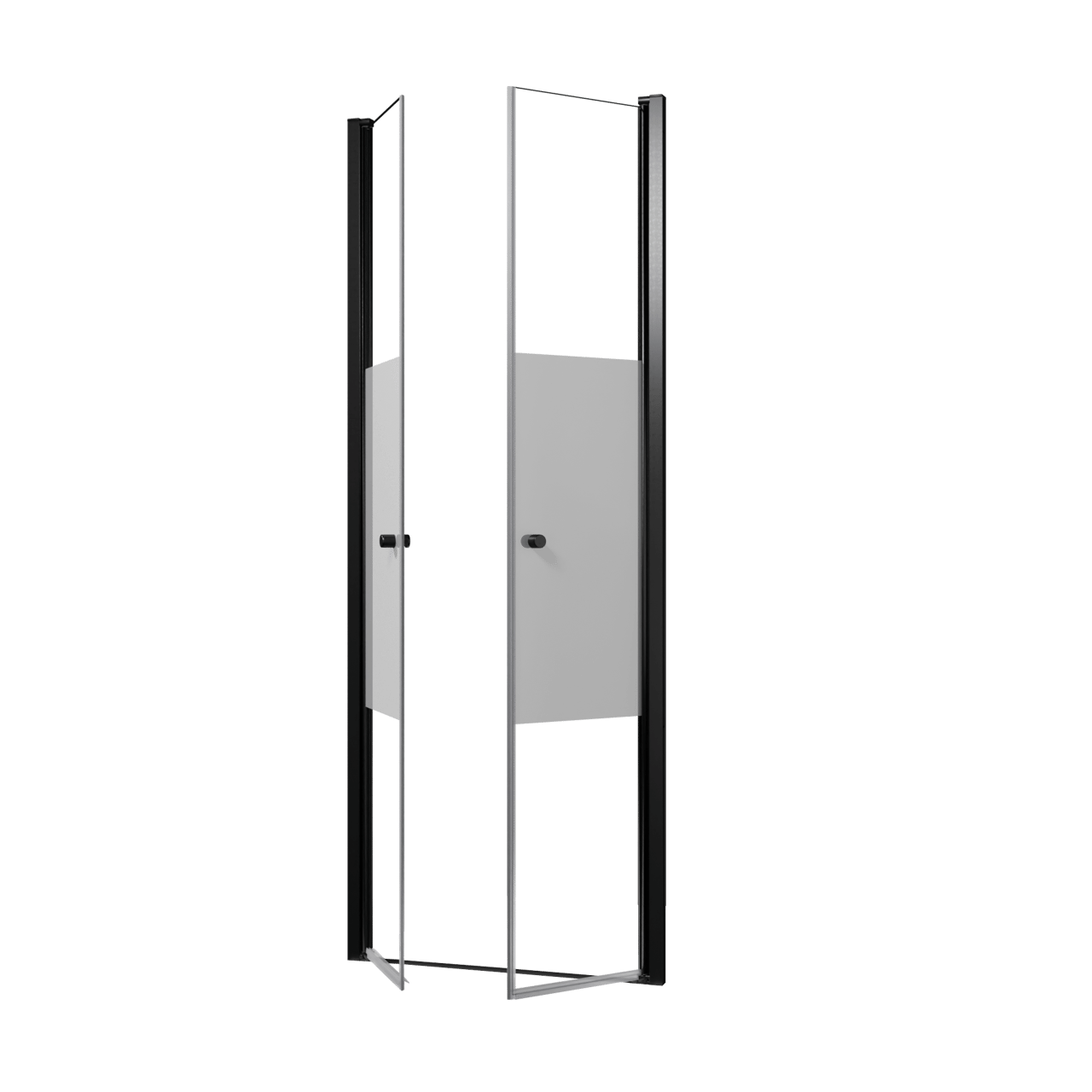 Luca Varess Kuresa douche pendeldeur 80 x 200 cm helder glas met matte strook mat zwart profiel