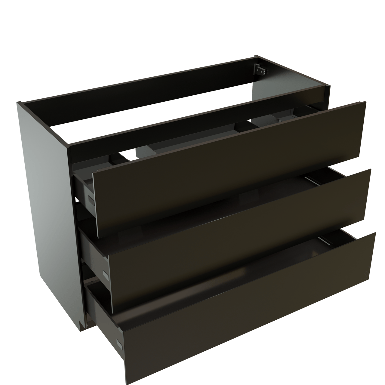 Storke Edge meuble sous-lavabo a poser 120 x 52 cm Noir Mat 3 tiroirs 2 découpés de siphon