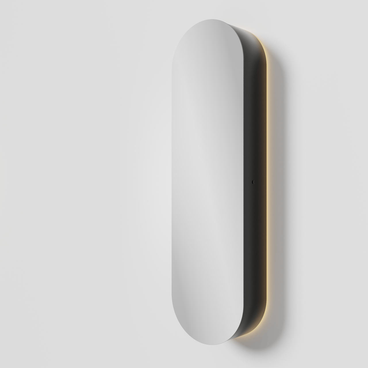 Balmani Mara colonne salle de bains suspendu avec miroir Ovale lumineux 45 x 160 cm Noir Mat