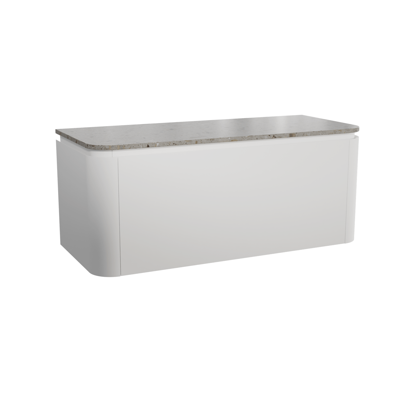 Balmani Moon meuble salle de bains suspendu 130 x 55 cm blanc mat avec Moon tablette simple ou double en terrazzo greige terrazzo