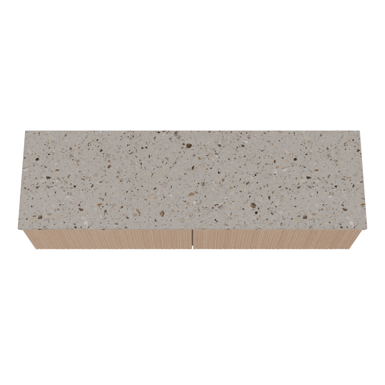 Balmani Forma meuble salle de bains suspendu 180 x 55 cm chêne naturel avec Stretto tablette simple ou double en terrazzo greige terrazzo, Nervure circulaire asymétrique verticale