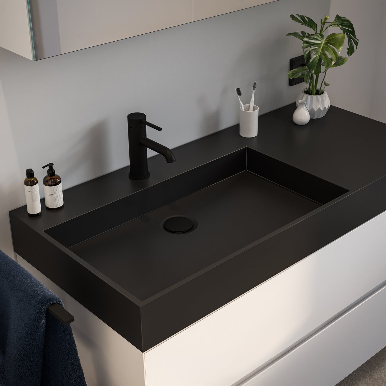 Storke Jura Waschtisch, links, Quarz matt, 100 x 46 cm