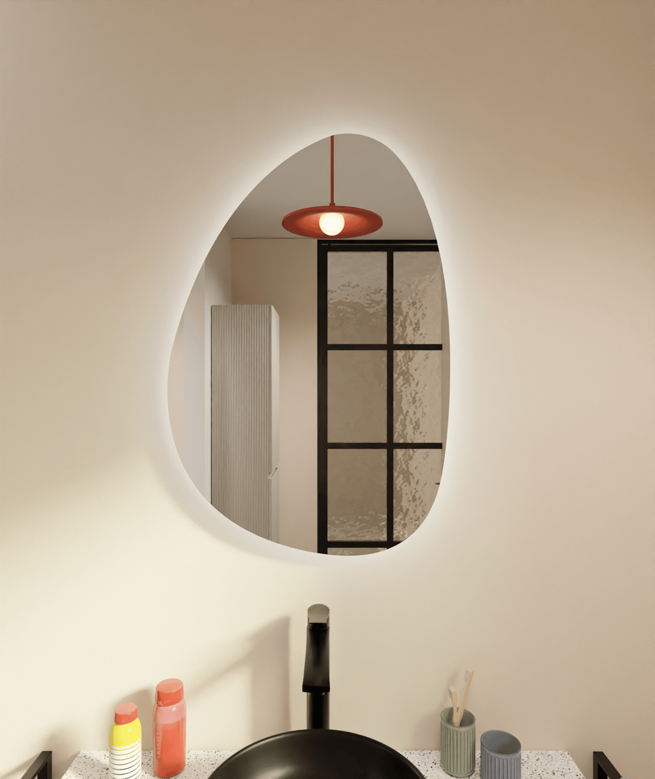 Luca Varess Organic organisch badkamerspiegel 80 x 55 cm met spiegelverlichting en anti-damp