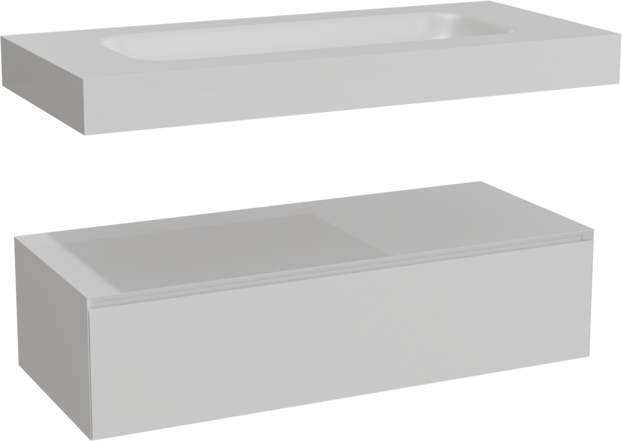 Balmani Mitra Elements meuble salle de bains suspendu 120 x 55 cm blanc mat avec Arcato lavabo simple pour 2 trous de robinet en solid surface blanc mat