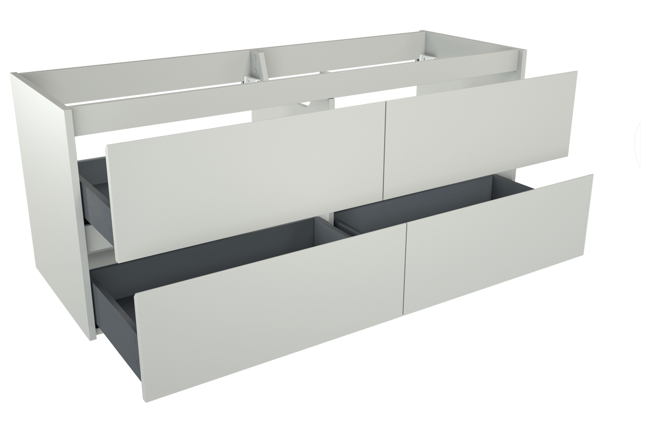 Storke Seda hängender Waschbeckenunterschrank: 150 x 52 cm, Weiß matt, 4 Schubladen