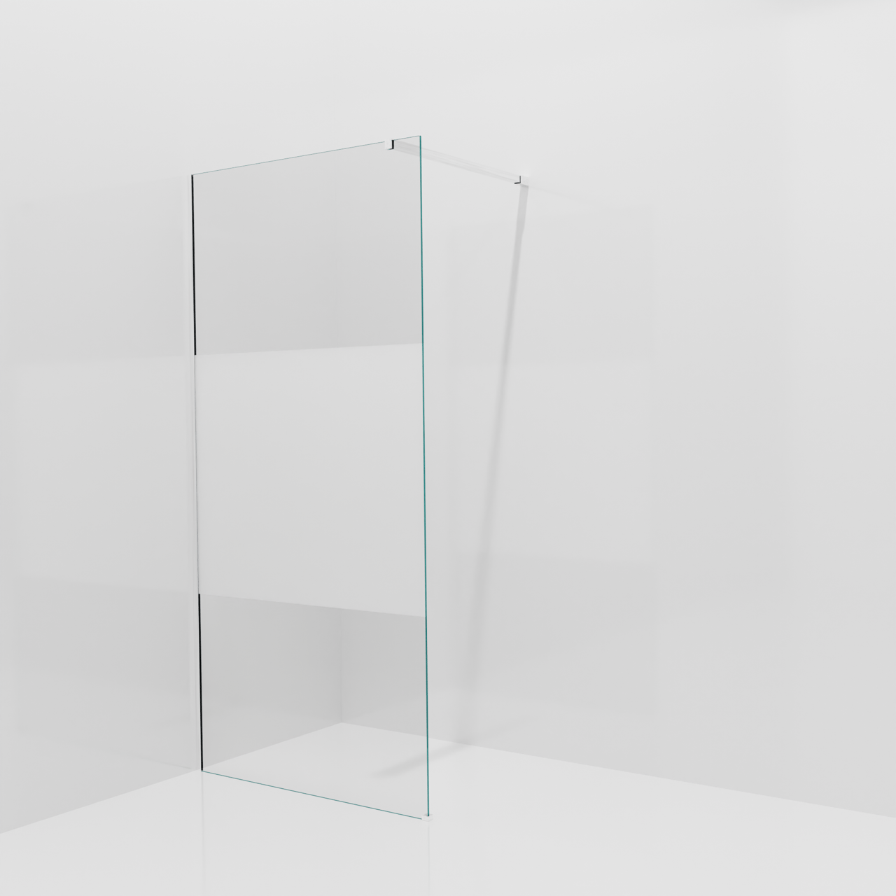 Balmani Modular douche à l'italienne: 100 x 200 cm, Verre transparent avec bande matte, avec coating, Profil Chrome brillant