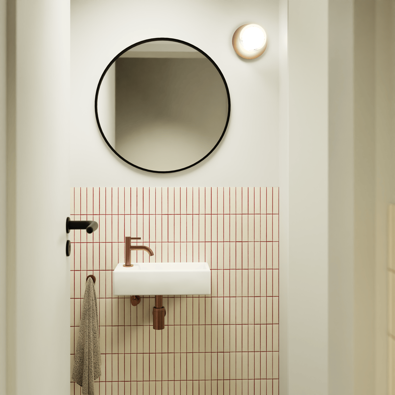 Luca Varess Cubic midi handenwasser Mat Wit Porselein 40,5x20cm links