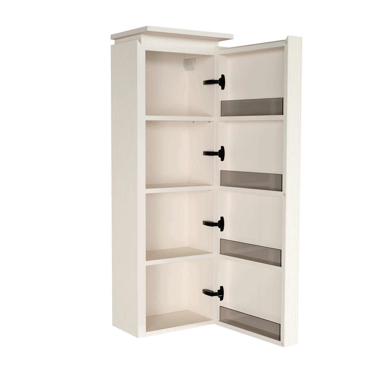 Balmani Eclips Ribs zwevende kolomkast rechts Sandbeige 44 x 32 x 130 cm vert. sym. groef